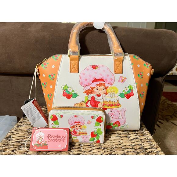 Loungefly Strawberry Shortcake And Friends Satchel Bag And Wallet Set New - Picture 1 of 8
